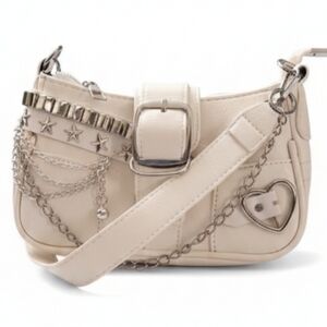 Ivory Stars and Hearts Studded Shoulder Bag NWOT